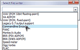 Foobar2000: окно «Select file writer»